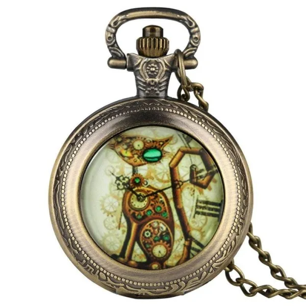 Montre À Gousset Femme Chat