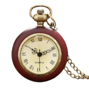 Montre Gousset Bois Rouge Chiffre Romain