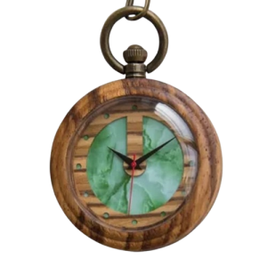Montre à Gousset En Bois Cadran Vert