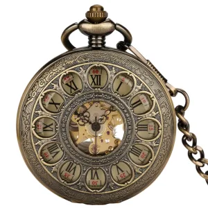 Montre de Poche Squelette Rétro à Chiffres Romain