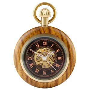 Montre de Poche Mécanique Bois Naturel