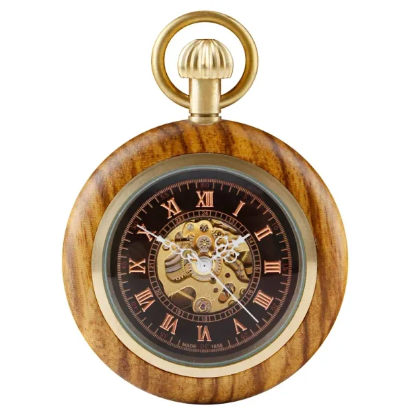 Montre de Poche Mécanique Bois Naturel