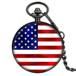 Montre À Gousset Homme Drapeau Américain
